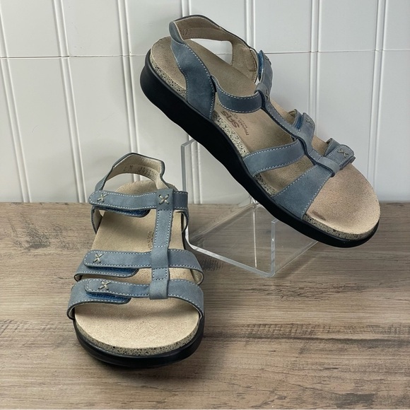 SAS Sorrento Slingback T-Strap Denim Tripad Comfort Sandals Women's Size 8M - Picture 1 of 14